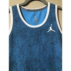 Air Jordan Boys Size Large JumpMan Sleeveless Tank Top Blue / Black Print EUC